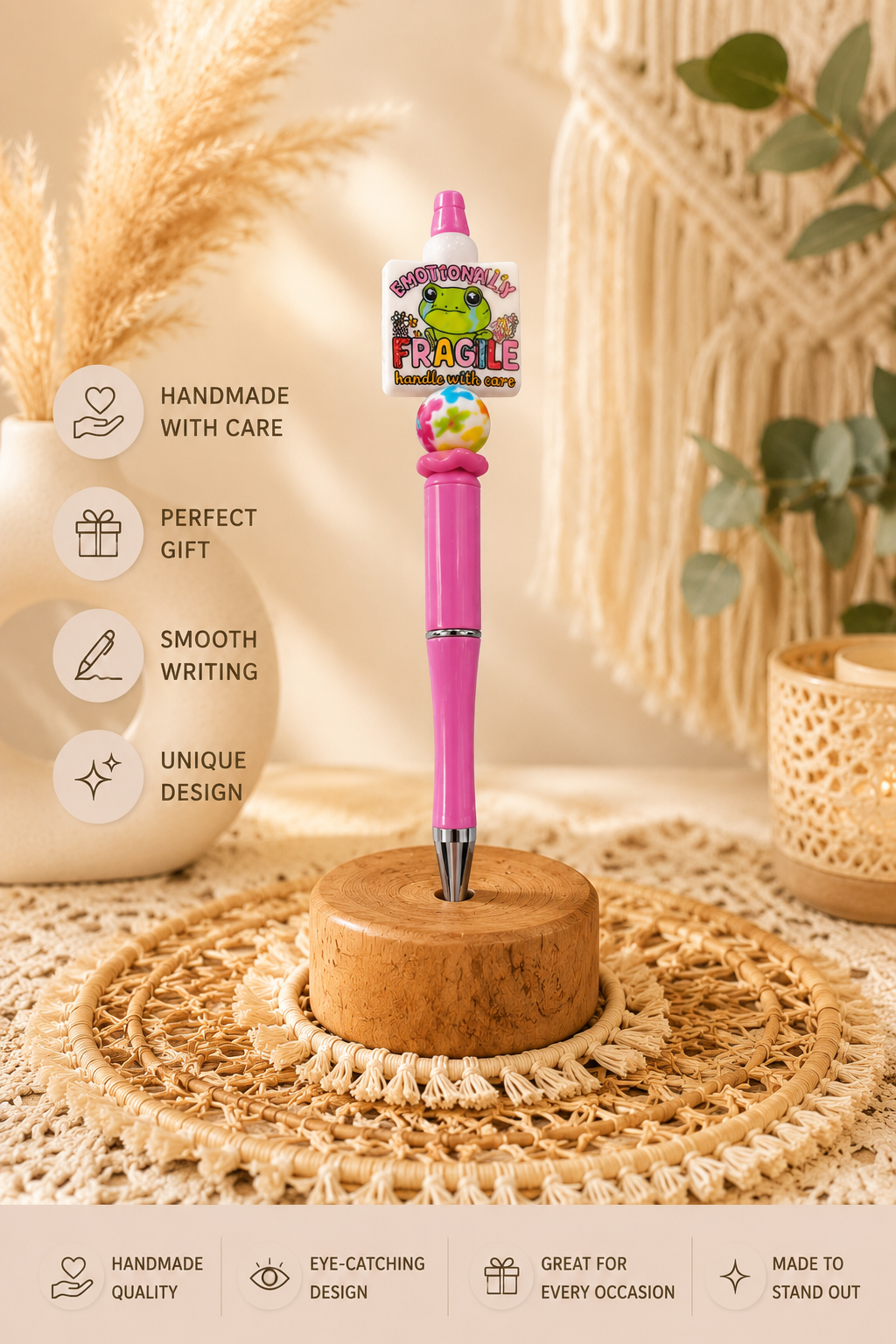 Emotionally Fragile Frog Beaded Pen 🐸💖