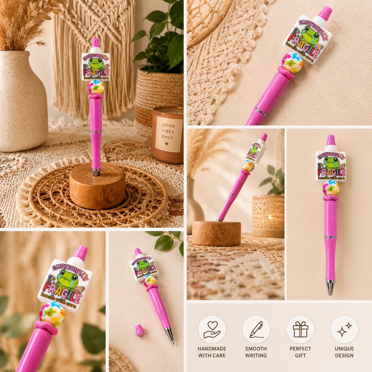 Emotionally Fragile Frog Beaded Pen 🐸💖