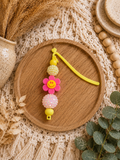 🌼 Smiley Flower Beaded Bookmark | Pink & Yellow Bookmark | Happy Reader Gift | Handmade Book Lover Accessory | Retro Flower Bookmark