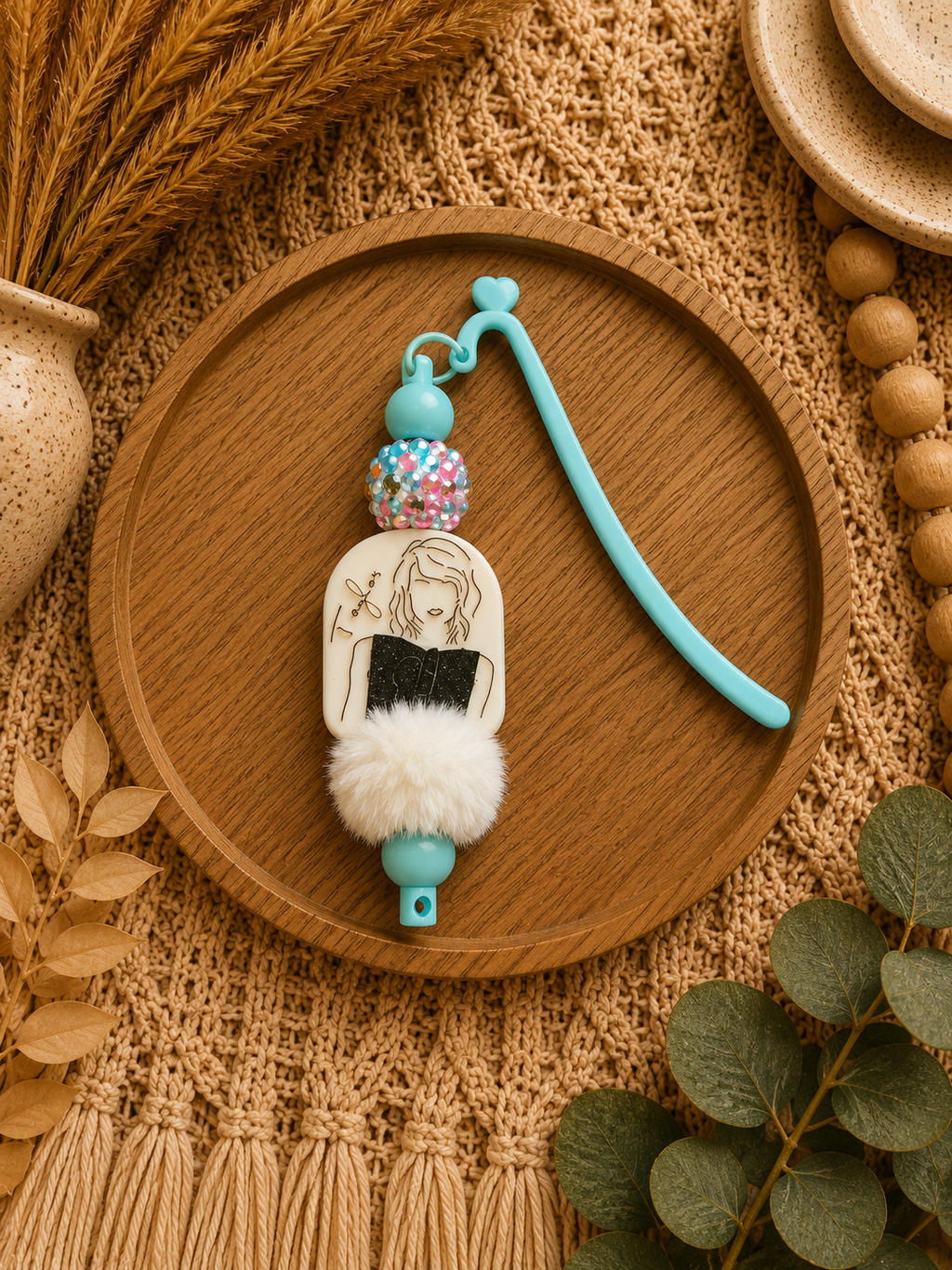 📚 Boho Girl Beaded Bookmark | Reader Bookmark with Pom Pom | Handmade Book Lover Gift | Cute Reading Accessory | Teacher Gift