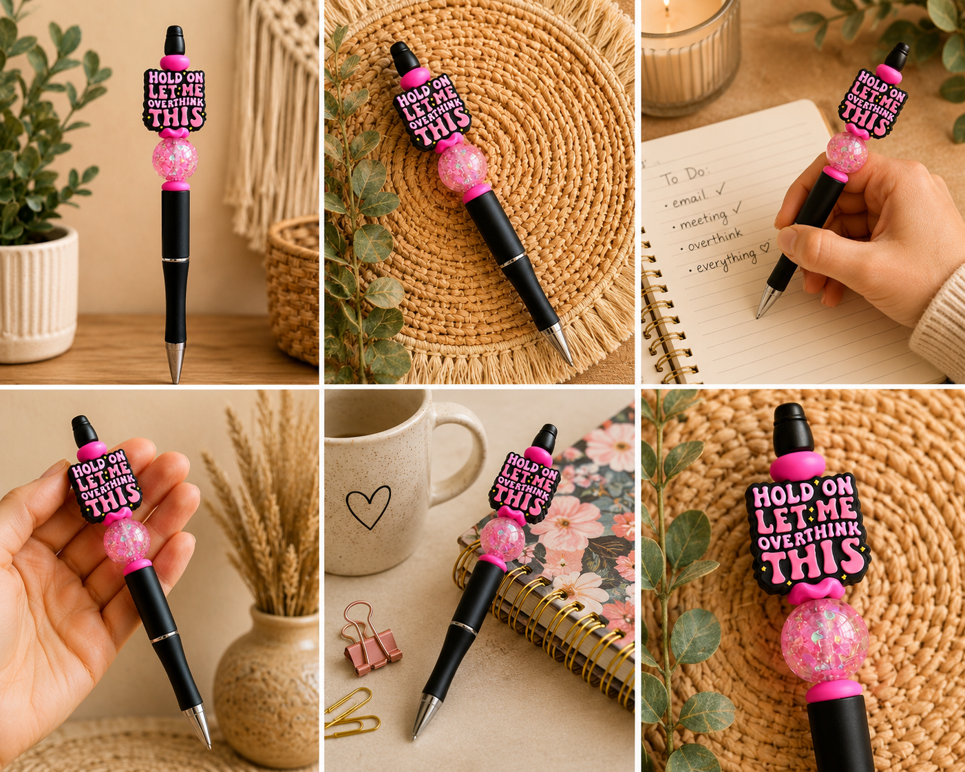 🩷 Hold On, Let Me Overthink This Beaded Pen – Funny Anxiety & ADHD Pen