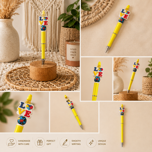 Autism Awareness Love Beaded Pen 💙💛❤️