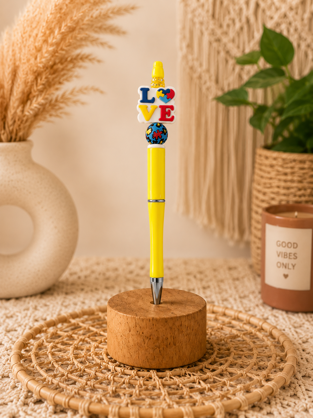Autism Awareness Love Beaded Pen 💙💛❤️