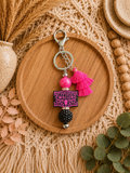💖 Morgan Wallen Inspired Pink & Black Tassel Keychain | Country Music Accessory