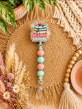 Book Addict Beaded Badge Reel – Pastel Reader ID Holder, Teacher & Librarian Badge Reel, Book Lover Gift