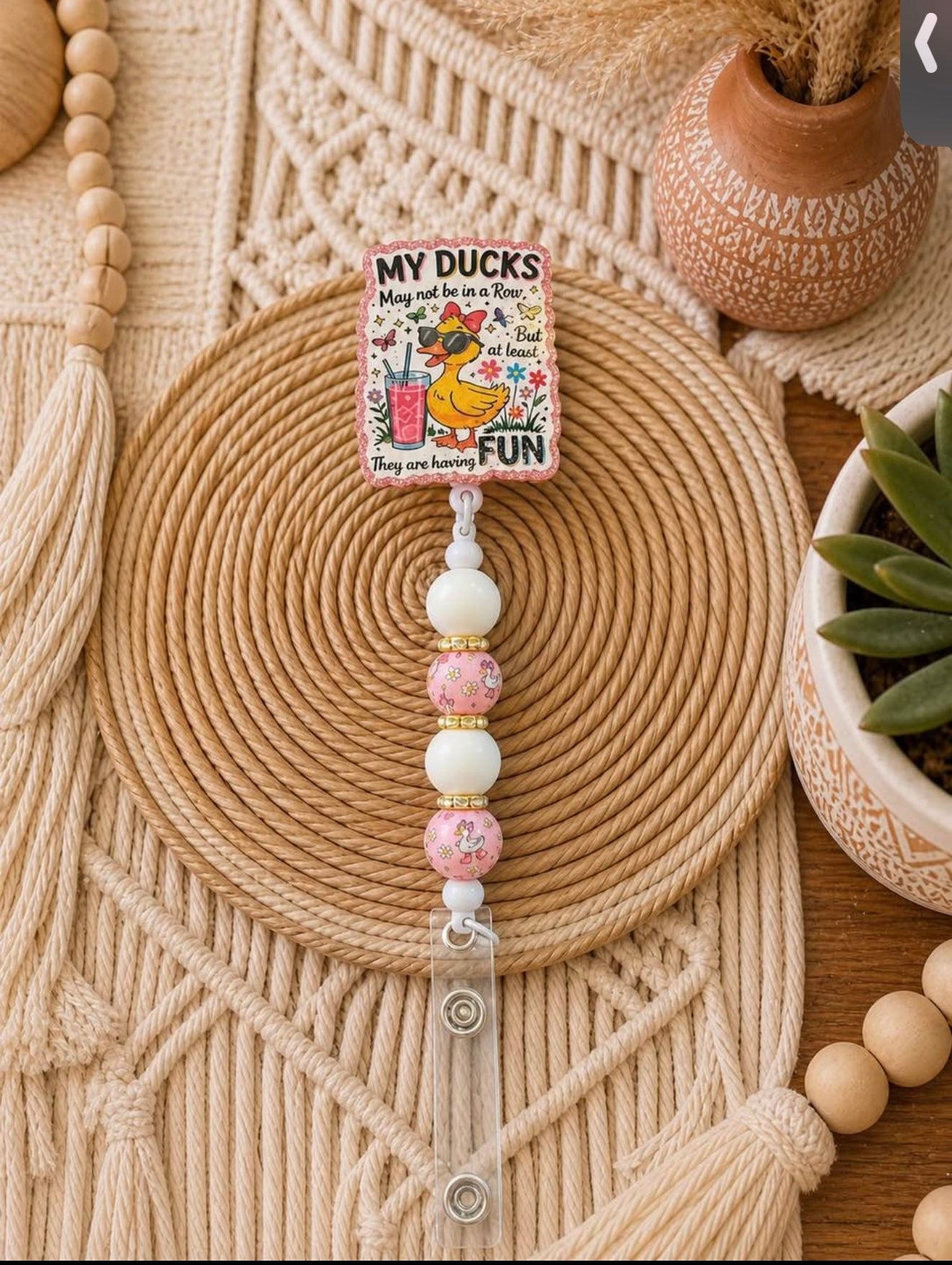 My Ducks May Not Be in a Row Badge Reel | Funny Duck Retractable ID Holder for Nurses, Teachers & Healthcare Workers