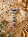 Teacher Heart Badge Reel – Purple Beaded Retractable ID Holder | Cute Teacher Lanyard Alternative | Back to School Gift