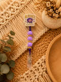 Rumi Belt Clip Badge Reel – Purple Beaded Retractable ID Holder | K-Pop Inspired Work Accessory