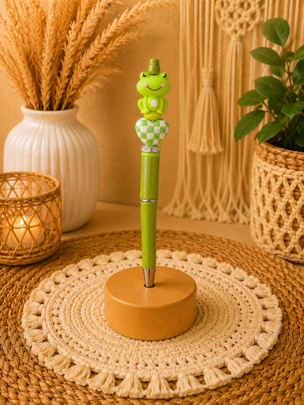 Cute Frog Beaded Pen 🐸💚