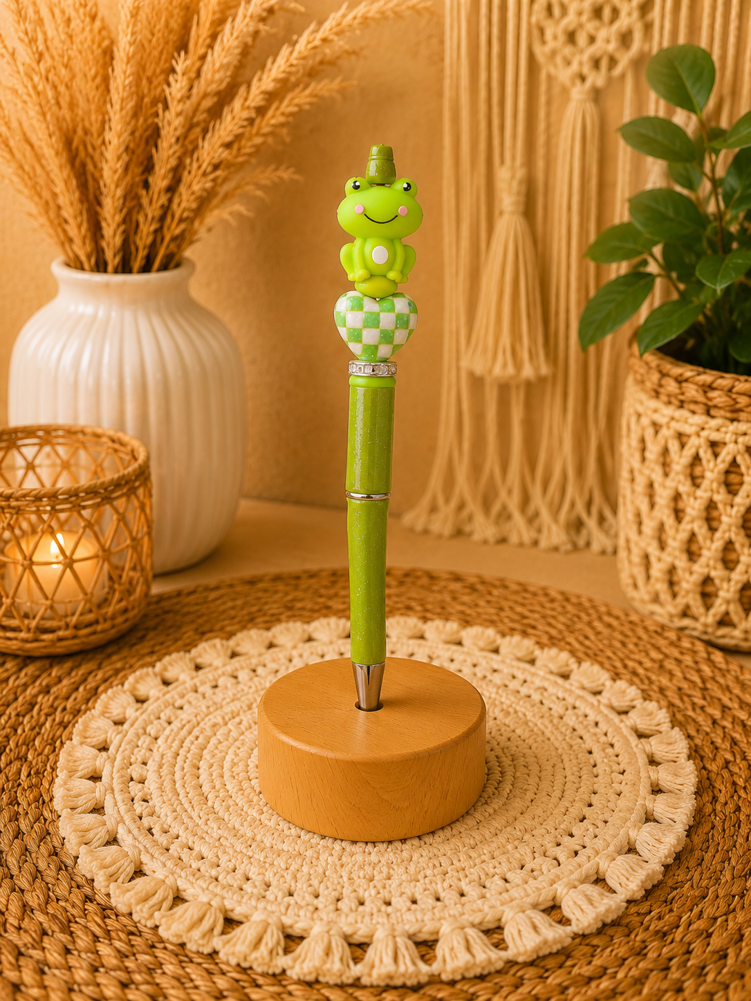 Cute Frog Beaded Pen 🐸💚