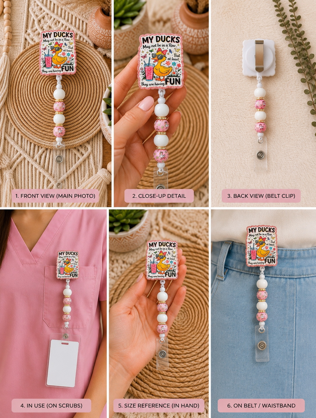 My Ducks May Not Be in a Row Badge Reel | Funny Duck Retractable ID Holder for Nurses, Teachers & Healthcare Workers