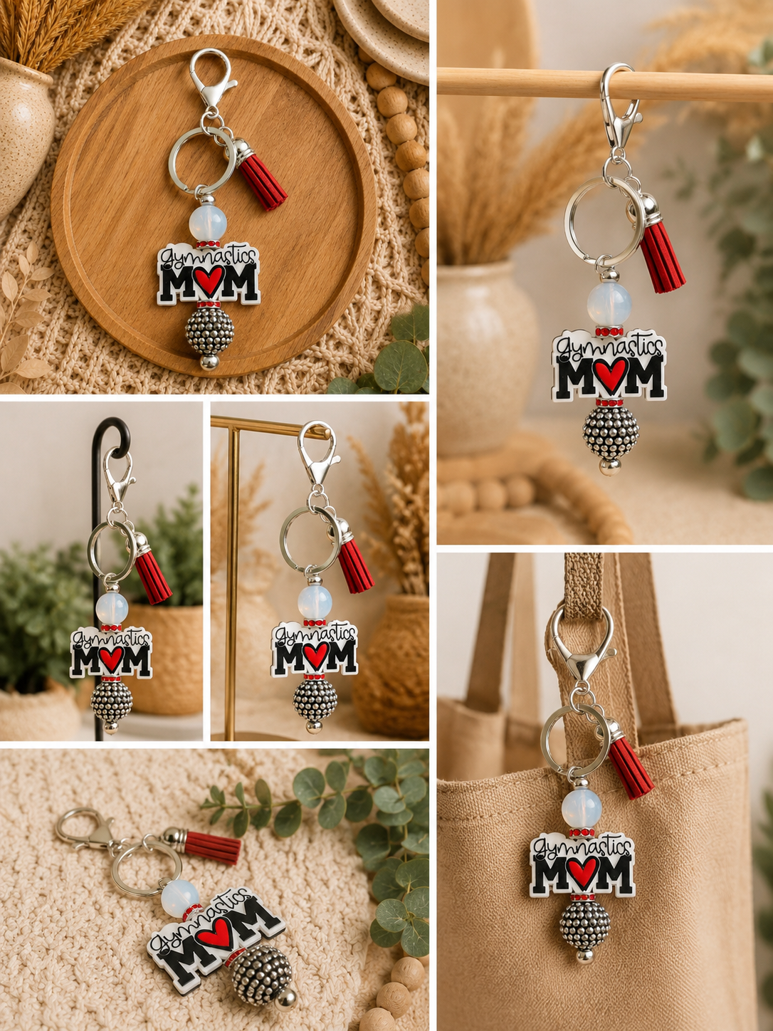 🤸‍♀️ Gymnastics Mom Beaded Keychain